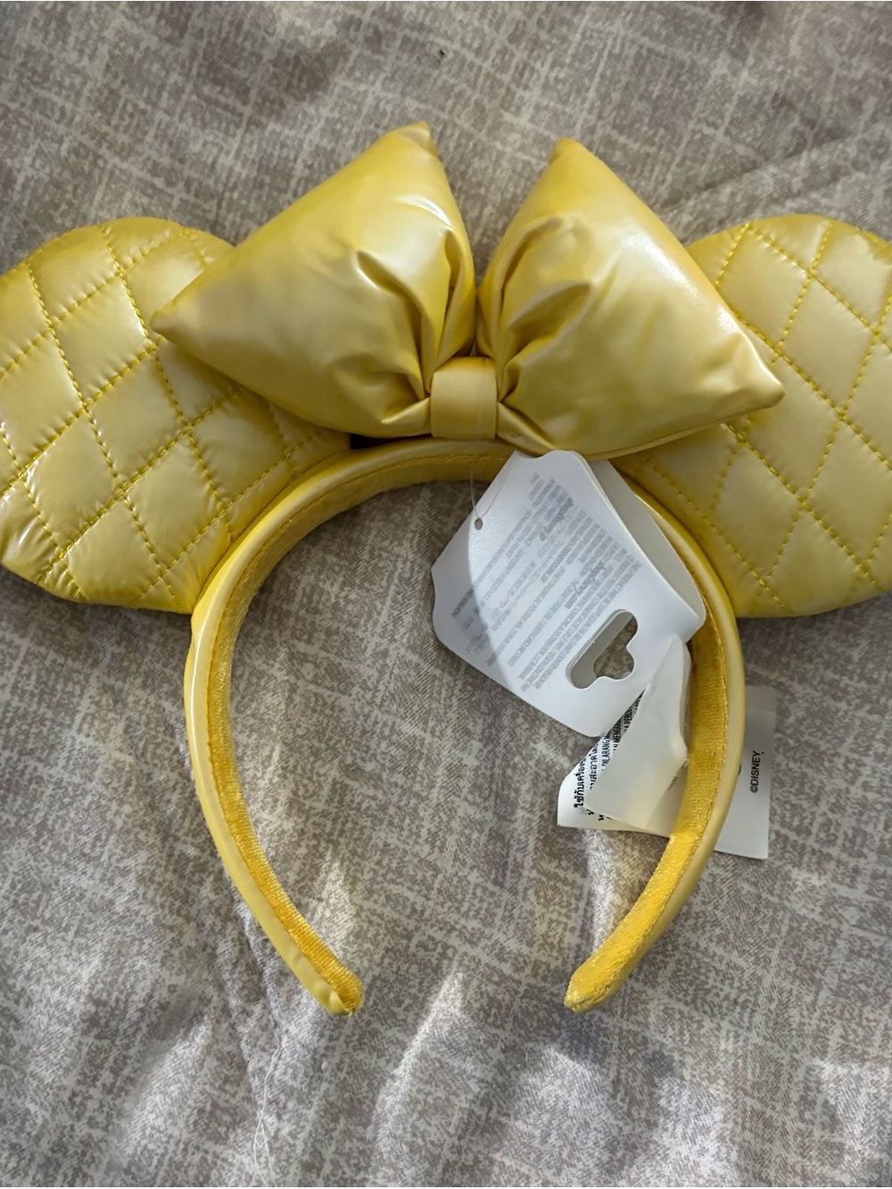 Disney Parks Yellow Quilted Bow Ear Headband
